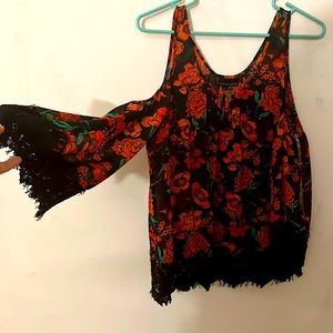 Rose & lace blouse